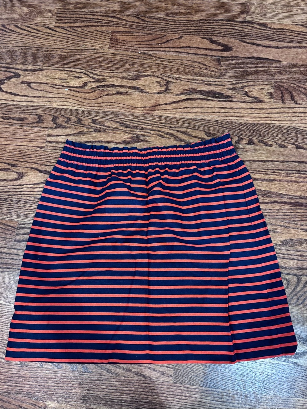 J. Crew Navy and Red Striped Elastic Waist Mini Skirt